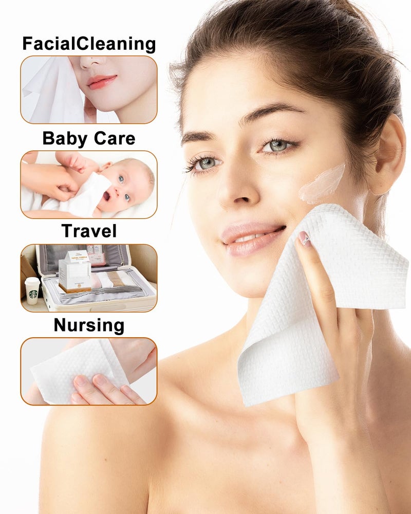 LUXU Large Disposable Face Towel,Extra Thick Soft Facial Towels Plant Fiber Facial Washcloth Biodegradable Dry Wipes for Sensitive Skin,Cruelty Free-100 Count - Image 5